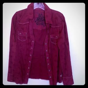 Guess Shirt it’s burgundy color. Worn once